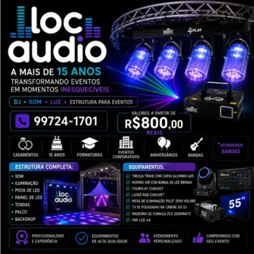 Sonorização e iluminação para festas e eventos