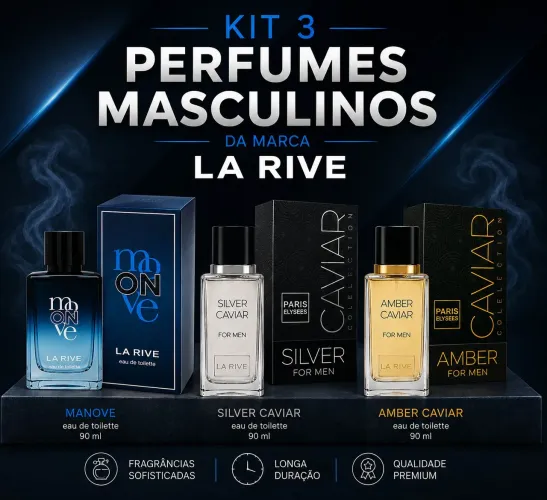 Kit 3 perfumes masculinos da marca La rive 