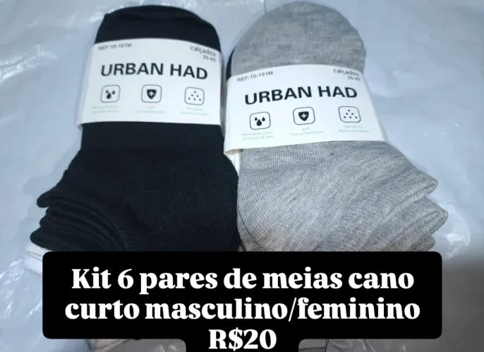 Kit 6 pares de meias cano curto masculino e feminino