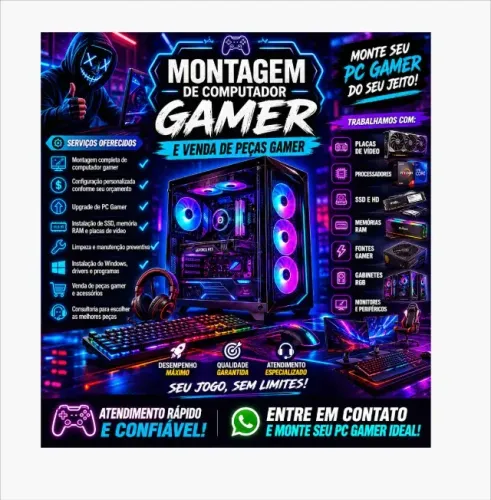 Montagem de computador gamer e venda de peças gamer 