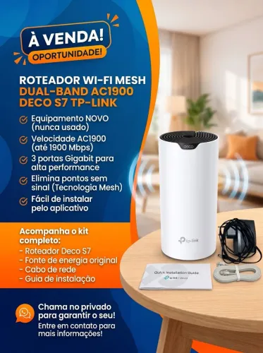 Roteador Wi-Fi Mesh TP-Link Deco S7 AC1900 Gigabit - Novo