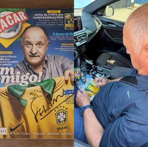 Revista Placar 2013 Autografada Felipão Com Prova de Foto 