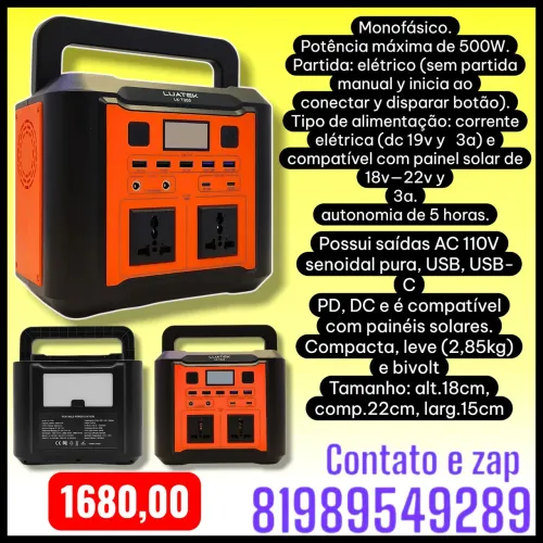 Gerador De Energia Portátil Luatek 300w 296wh Usb-c Bivolt