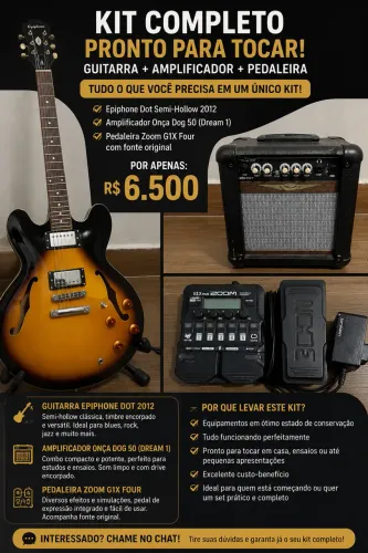 KIT COMPLETO - EPIPHONE DOT + ZOOM G1X FOUR + AMPLIFICADOR