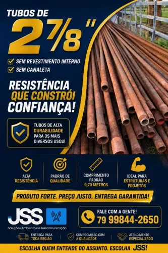 Tubos Petrobras 2 7/8 tamanho 9,70m