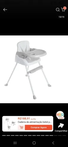 Cadeira de alimentação para bebe