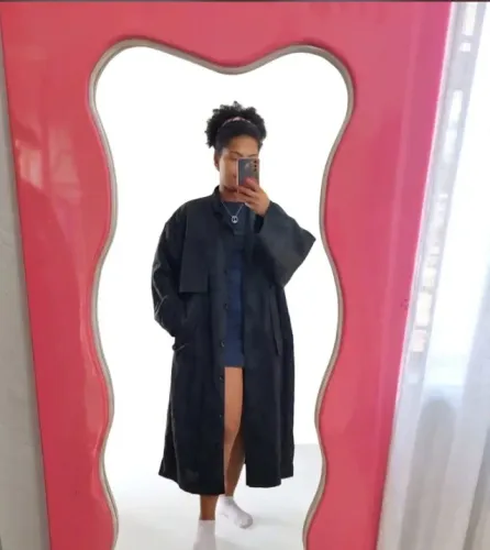 TRENCH COAT PRETO LONGO VINTAGE