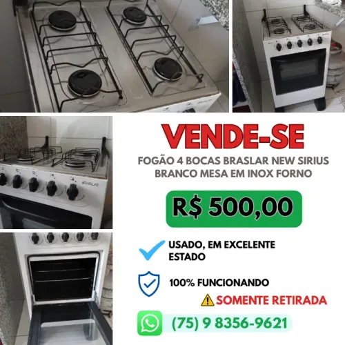 Fogão Braslar 4 Bocas Inox branco