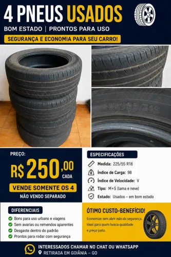 4 pneus semi novos 255/55/R18 promoção para R$ 600