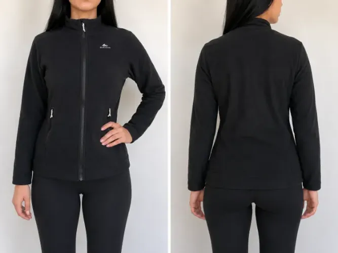 Casaco Fleece Feminino Quechua Preto - Decathlon 