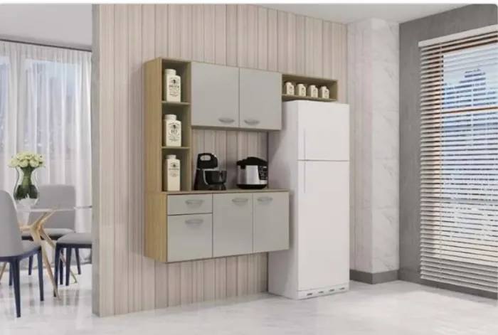 Cozinha Compacta Veneza 163 com Balcão Suspenso