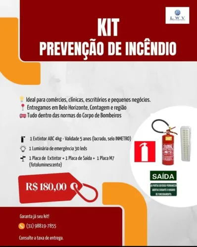 kit Prevenção de incêndio- Ideal para pequenos comércios, clínicas, negócios.