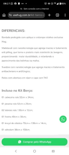 Kit berço americano little dreamer da Hug 6 peças nunca usado de R$850 por R$450