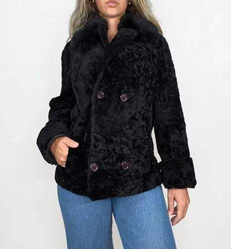 Casaco de couro pele natural preto luxo importado Tam M