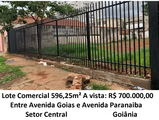 Leia a descrição: Lote Comercial 596,25m² (Entre Avenida Goias e Avenida Paranaiba) Setor 