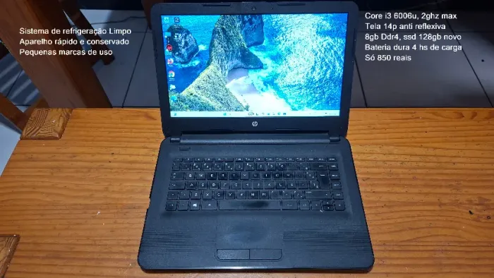 Notebook HP básico, core i3, 8gb ddr4 e ssd 128gb