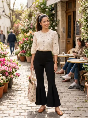 Calça preta básica flare Marisa