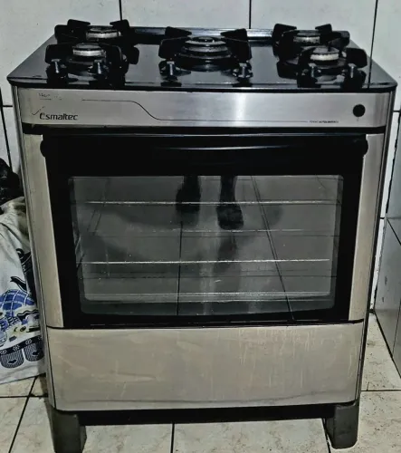 Fogão Esmaltec inox 5 Bocas - Mesa de Vidro