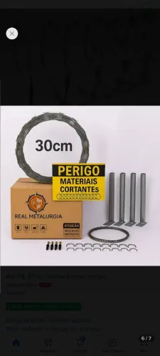 Kit de 10 metros de concertina simples de 30 cm com kit completo de instalação