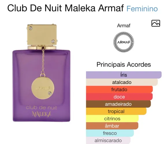 Perfume árabe Club de Nuit Maleka 105ml Original Armaf