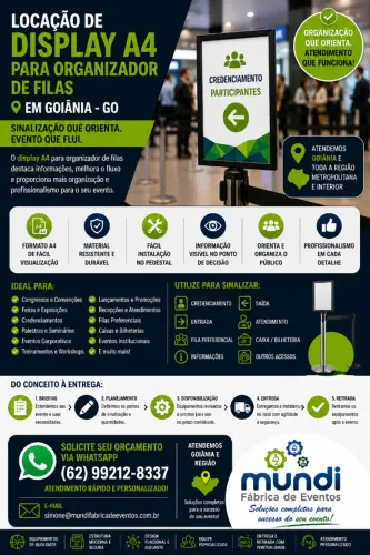 Locação de Display A4 para Organizadores de Filas Goiânia