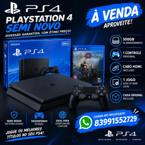 PS4 SLIM 500GB SEMI NOVO