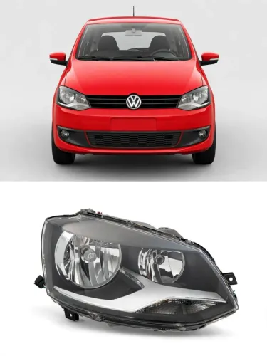FAROL DIREITO VW FOX 2010 2014 DUPLO MASCARA NEGRA