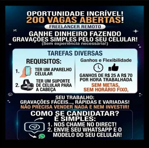 200 vagas para trabalhar como freelancer gravando videos para treinar I.A