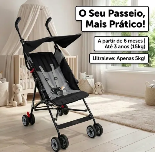 Carrinho simples de bebê azul