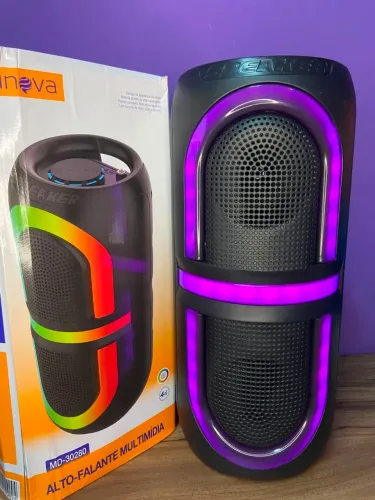 Caixa de Som Alto-Falante Multimídia Bluetooth Led RGB - MD-30280 iNova