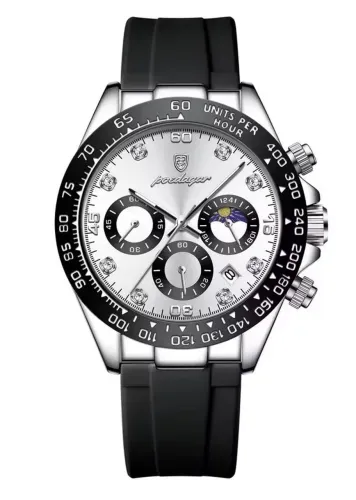 Relógio de pulso Poedagar 629 Silver White com pulseira em silicone