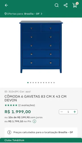 1 cômoda com 6 gavetas