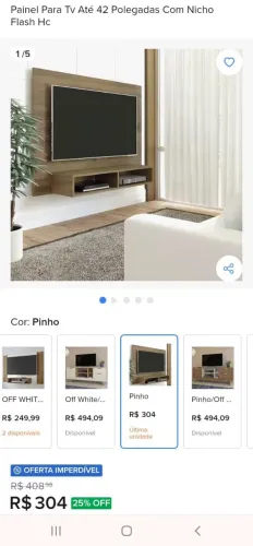 Painel de TV com nicho acoplado