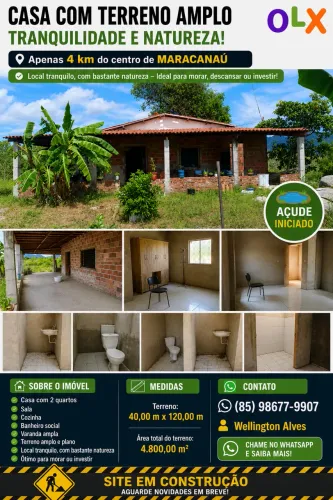 SÍTIO À VENDA EM MARACANAÚ - TRANQUILIDADE, NATUREZA E ÓTIMO ESPAÇO!