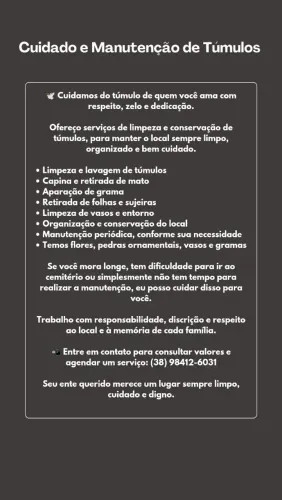 Cuidados e manutenção de túmulos