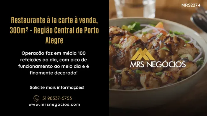 Restaurante à la carte à venda, 300m² - Região Central de Porto Alegre