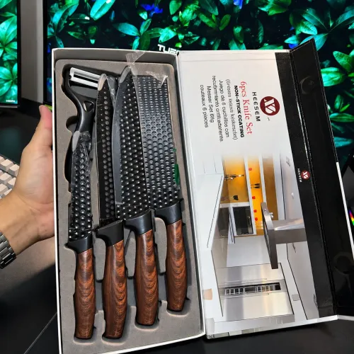 Conjunto de Facas de Luxo Blue Star Premium 6 Peças | Aço Inox | Antiaderente | Novo