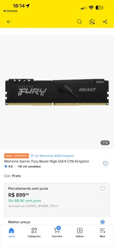 MEMÓRIA RAM - Kingston Fury Beast ? 16GB DDR4
