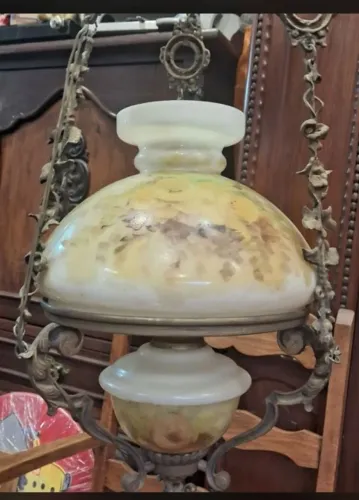 Lustre luminária antiga em bronze belíssima peça