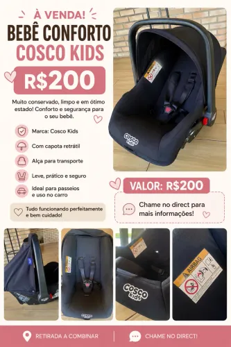 Vende-se Bebê Conforto Cosco Kids