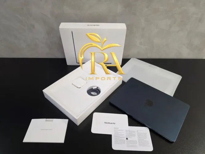 MacBook Air M3 16gb RAM 256gb SSD 13" Midnight, Completo, Impecável, Em até 18 vezes