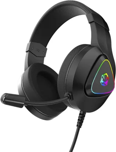 PCYES Headset Gamer Deffy Black Vulcan, USB, Driver 50mm, RGB, Microfone Omnidirecional -