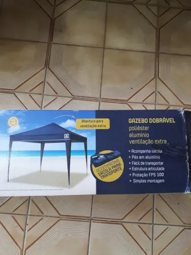 Tenda Gazebo Dobrável 3m x 3m Poliéster Azul - Bel