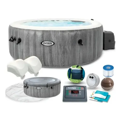 Banheira Spa Inflável Ofurô Intex PureSpa Greywood Deluxe 4 Pessoas 795L com Aquecedor e 1