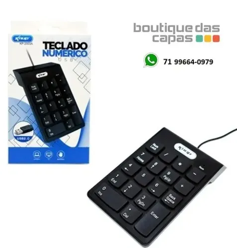 Teclado numerico com fio USB 2.0 18 teclas notebook pc knup KP-2003A 