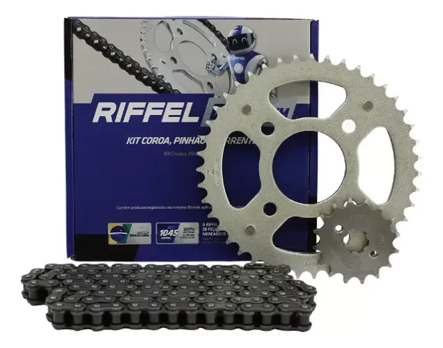Kit Relação Riffel Titan 160 Fan 150 Start Cg 150 Aço 1045