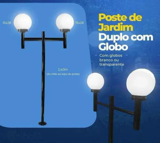 Poste de jardim com 2 globo
