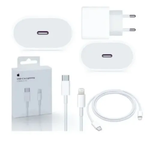 Kit Carregador Turbo De iPhone Fonte + Cabo Carregamento Rápido PD 20w