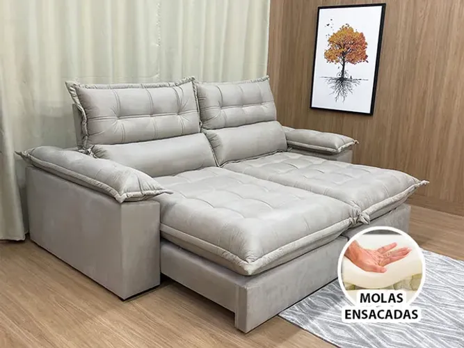 Sofá Retrátil Reclinável 2,90m Molas Ensacadas Maricá a64