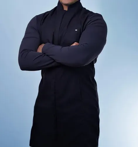 Jaleco para Profissionais da Saúde I Modelo Neo Masculino I Azul Marinho I Dra. Cherie